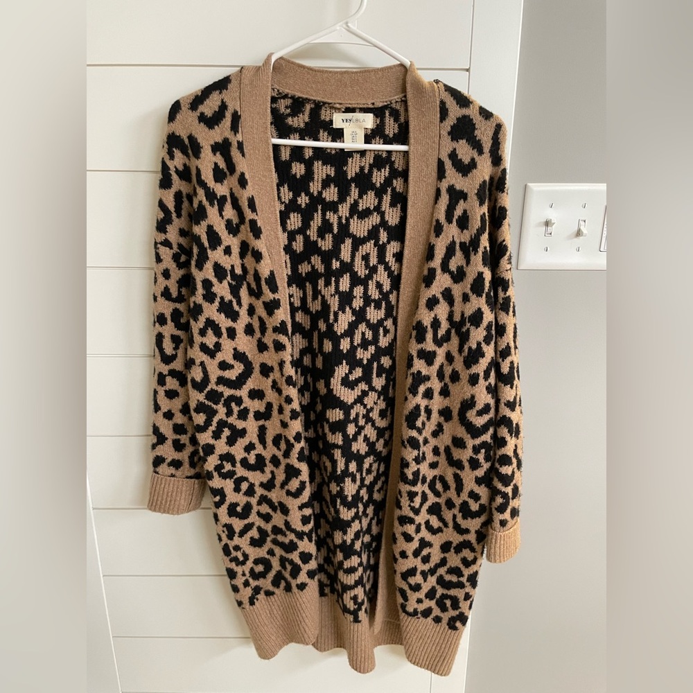 Leopard print long cardigan
